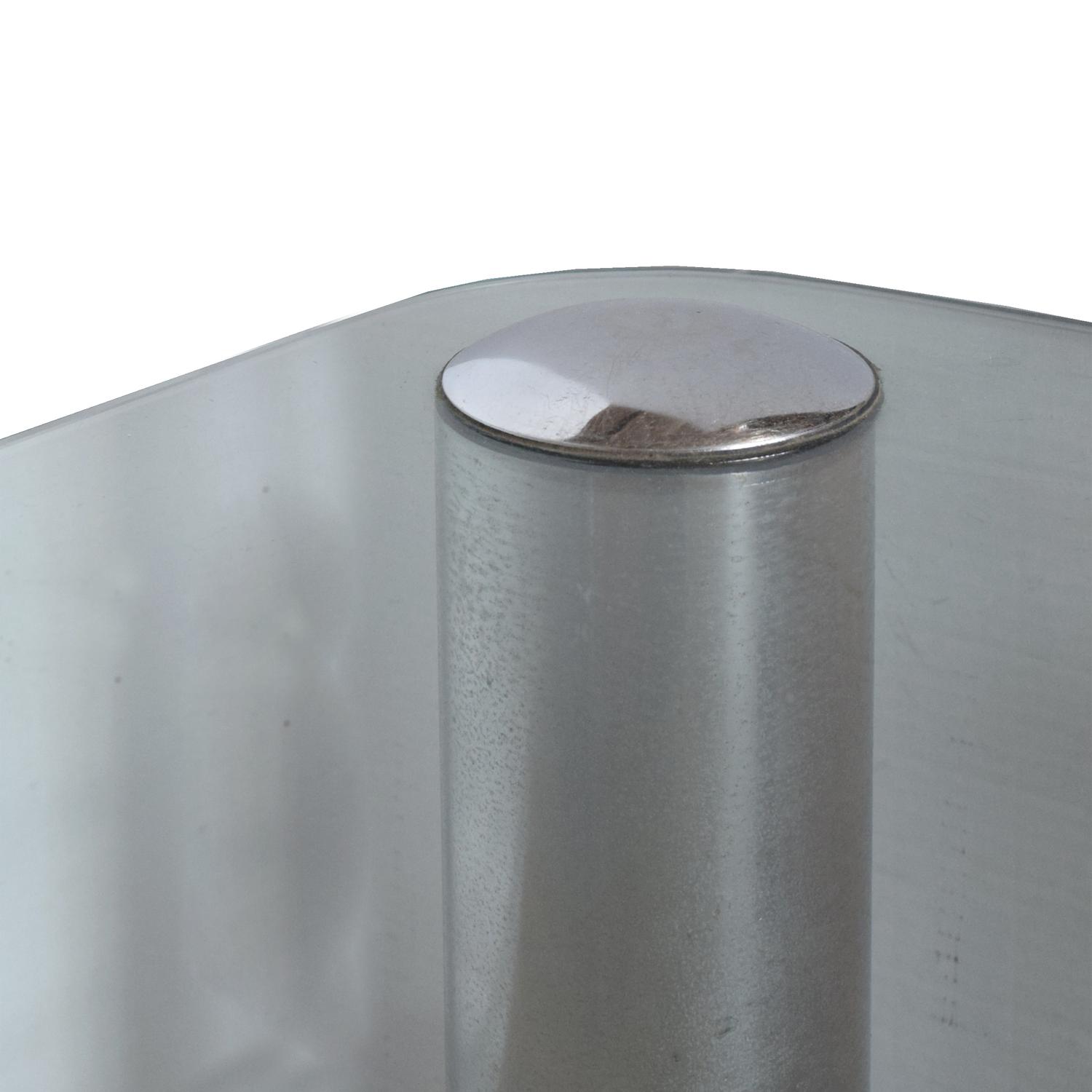 A Mid Century Modern Chrome and Glass Coffee Table 27.5" W x 27.5" D x 13.5" H — United States, Mid-20th Century
