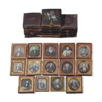 [Early Photography] Group of 22 Sixth Plate Daguerreotypes of Men