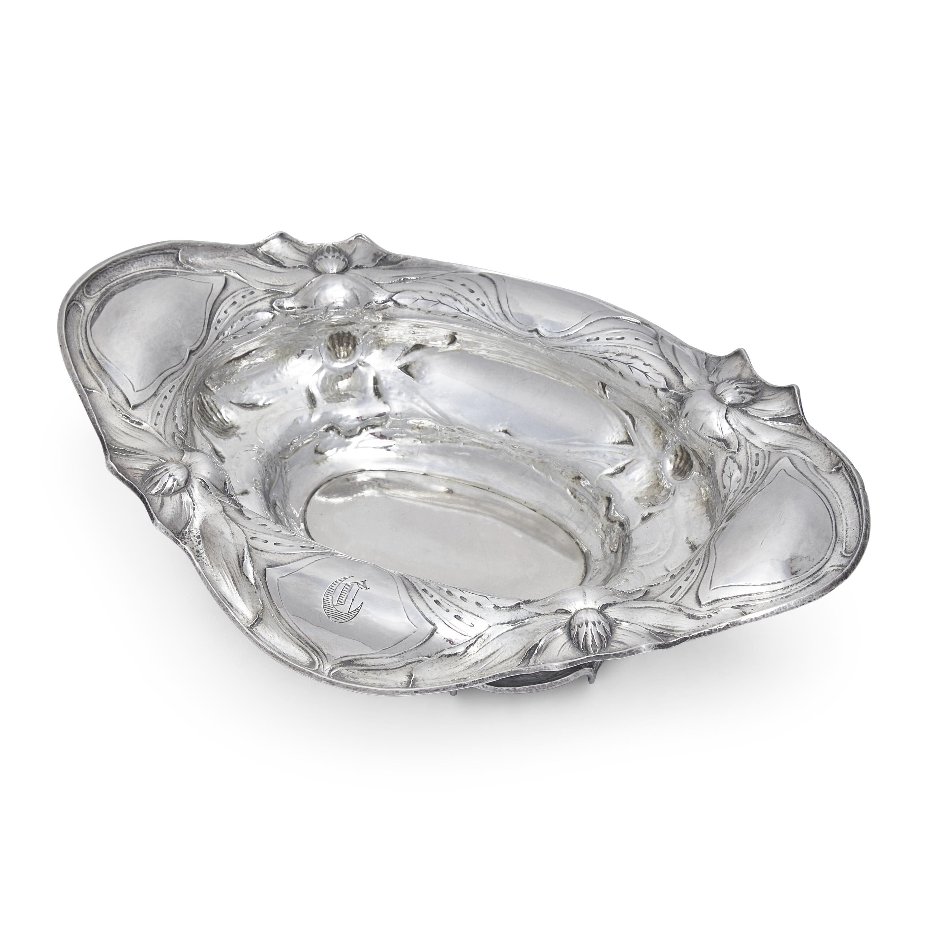 An Art Nouveau Martele Silver Footed Dish