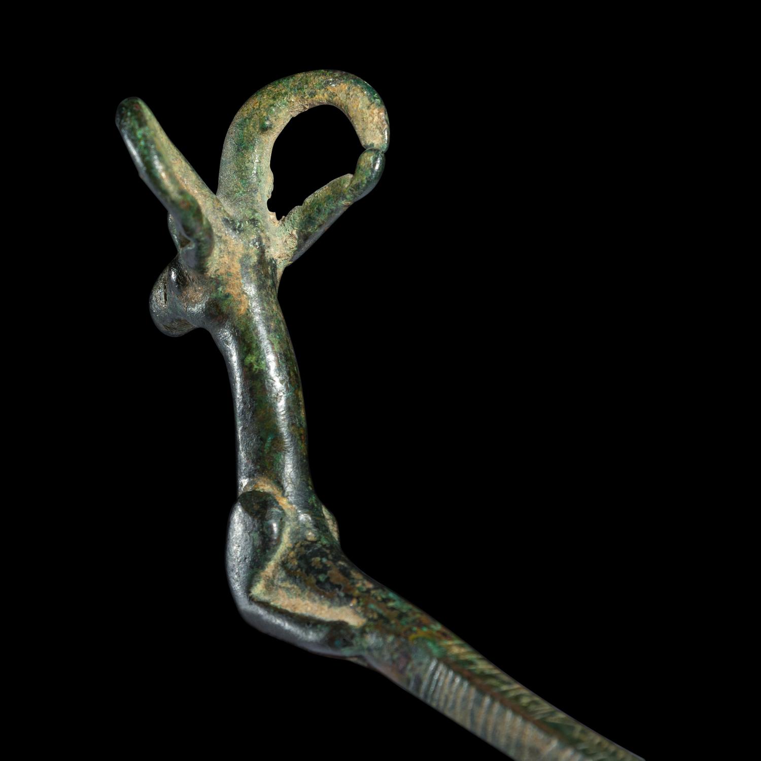 A Luristan Bronze Pin with Ibex Terminal
