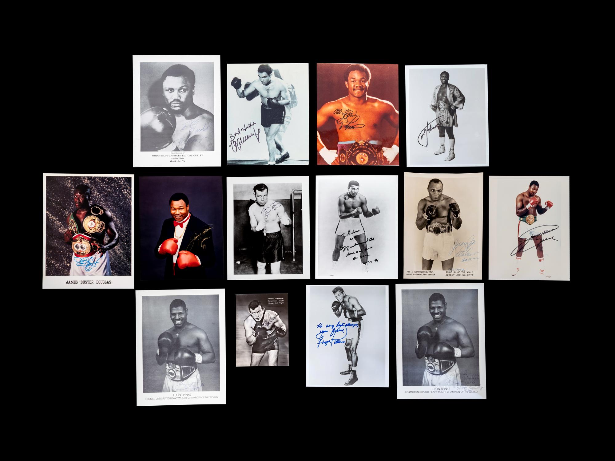 A Group of 14 Heavyweight Boxing Champion Signed Autograph Photos Including Muhammad Ali,