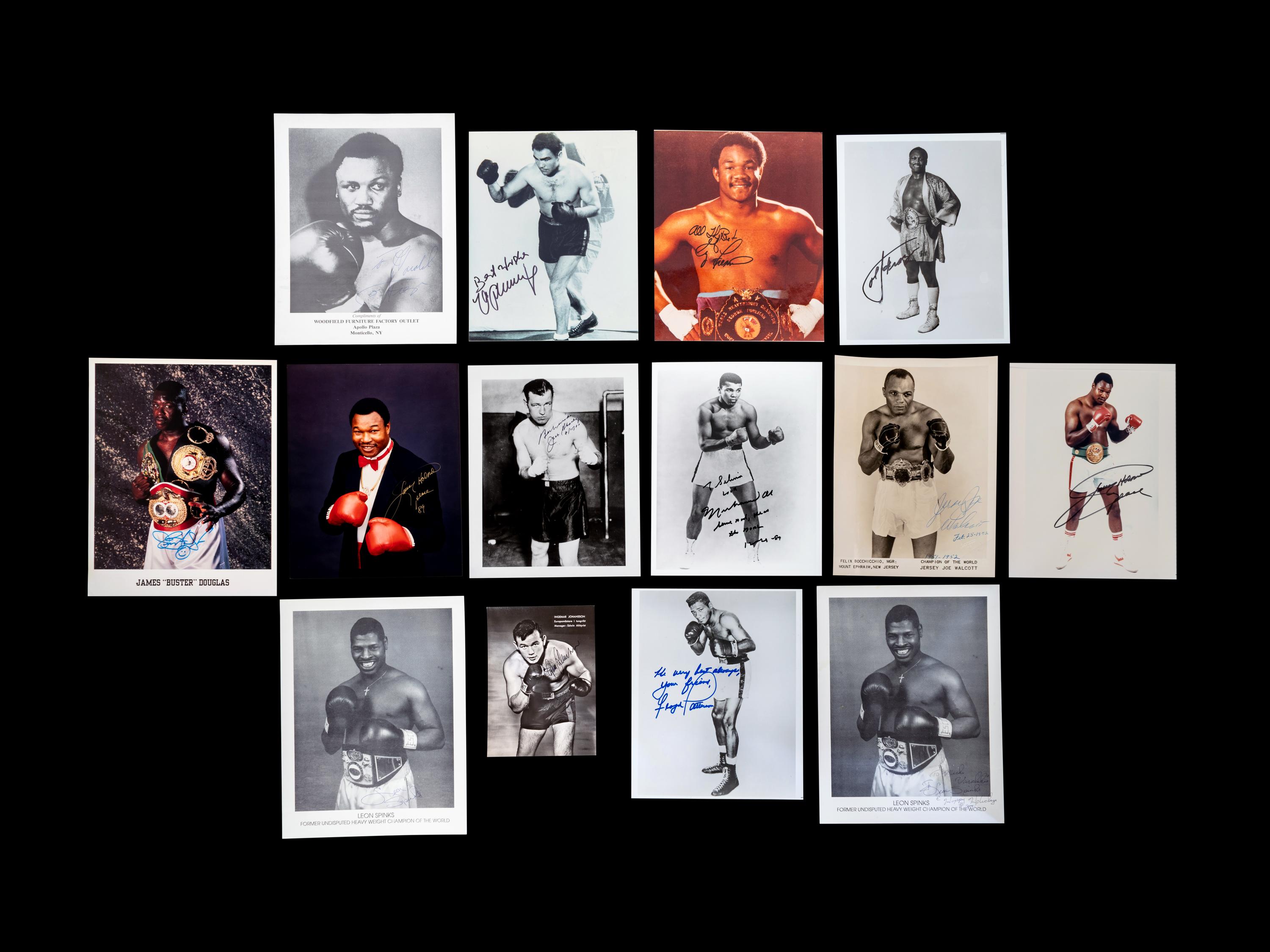A Group of 14 Heavyweight Boxing Champion Signed Autograph Photos Including Muhammad Ali,