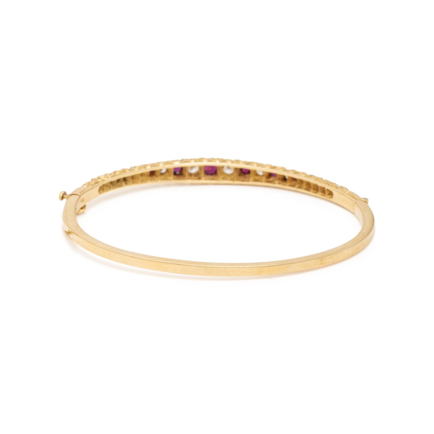 RUBY AND DIAMOND HINGED BANGLE BRACELET