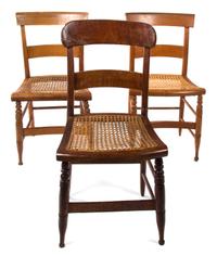An Assembled Group of Three Side Chairs Height of tallest 36 inches. — 20TH CENTURY