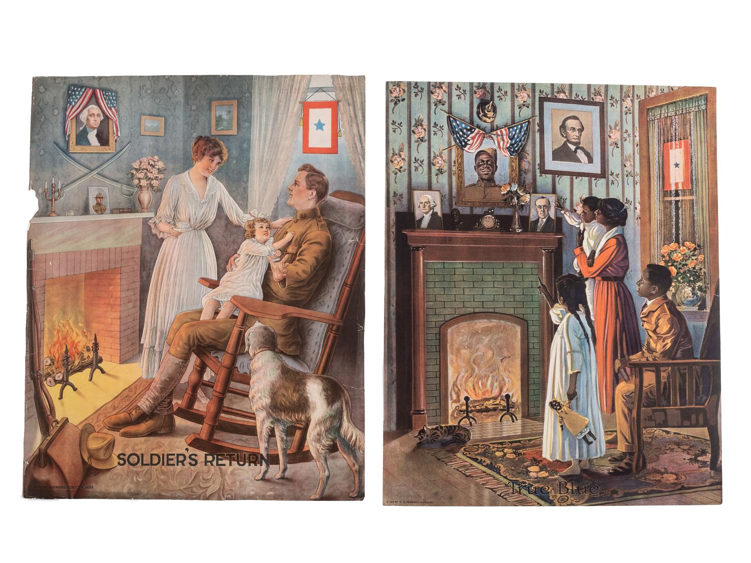 [WORLD WAR I]. A group of 2 recruitment posters, incl. True Blue . Chicago: E.G. Renesch, 1918.