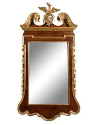 A George II Walnut and Parcel Gilt Mirror