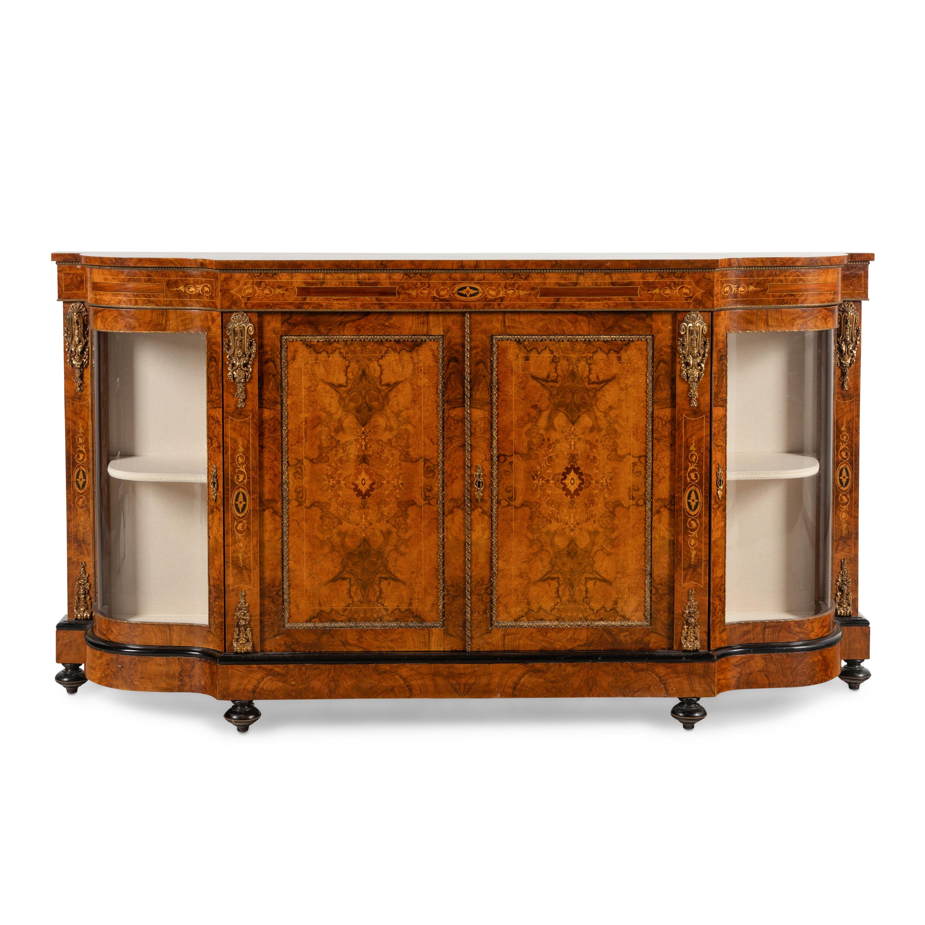 An English Walnut, Marquetry and Gilt Bronze Mounted Console Cabinet