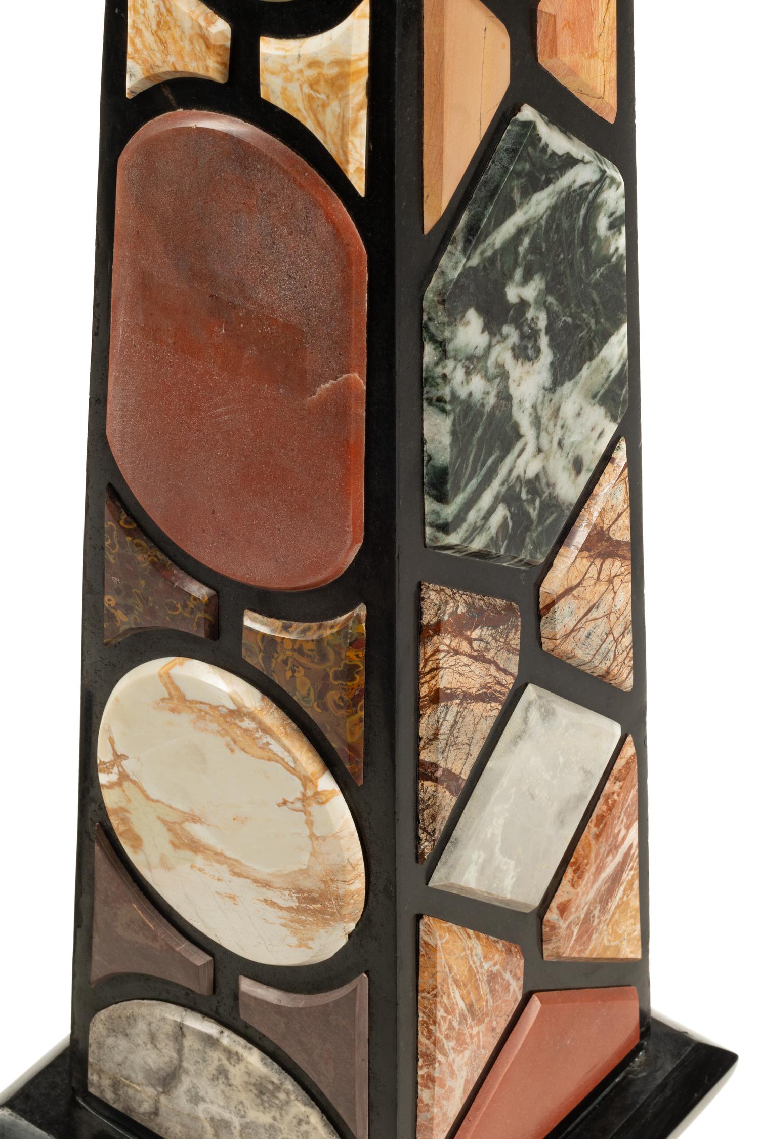 A Pair of Grand Tour Style Specimen Marble Obelisks