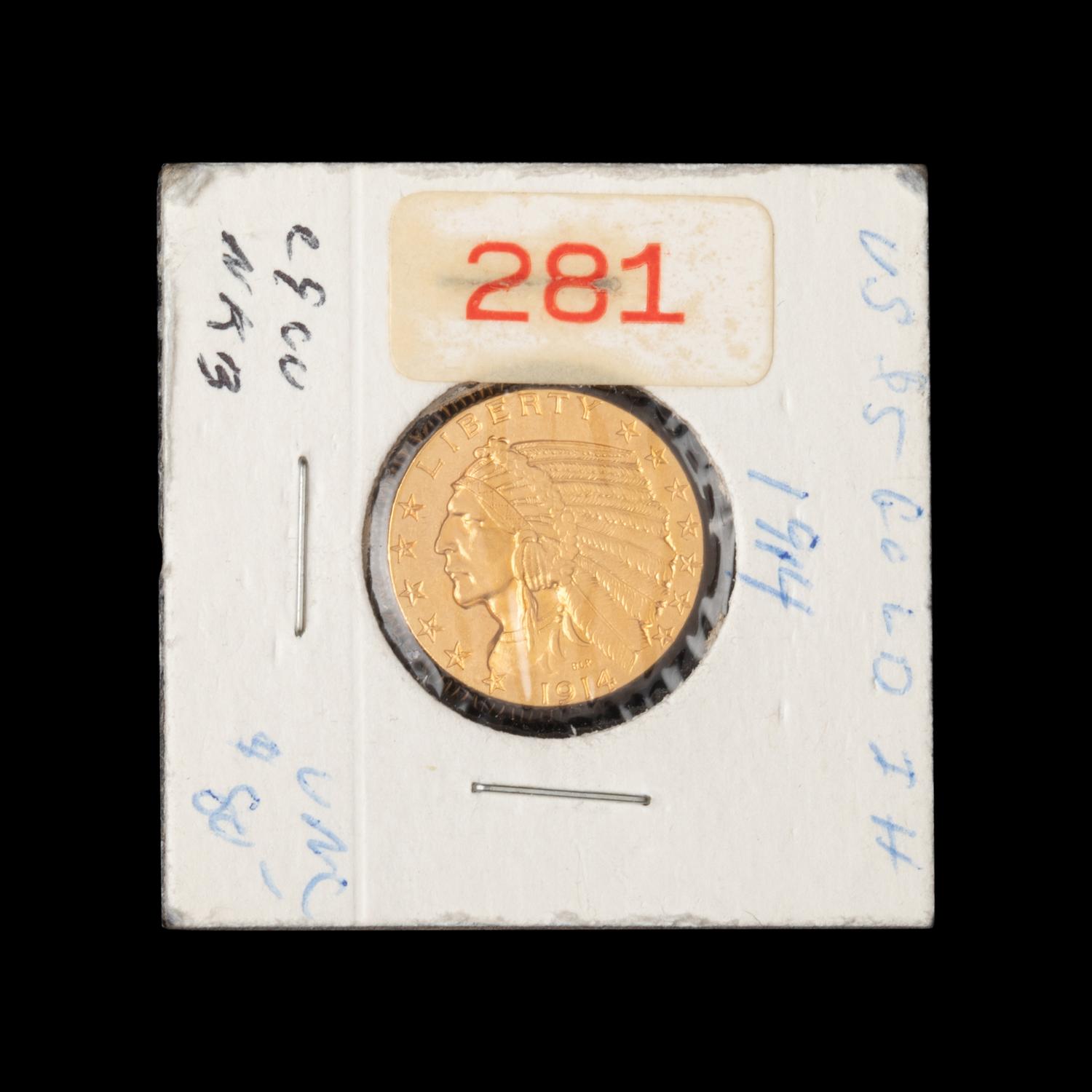 A 1914 Indian Head $5 Gold Coin