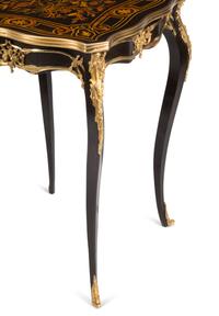 A Pair of Louis XV Style Gilt Bronze Mounted Marquetry Tables