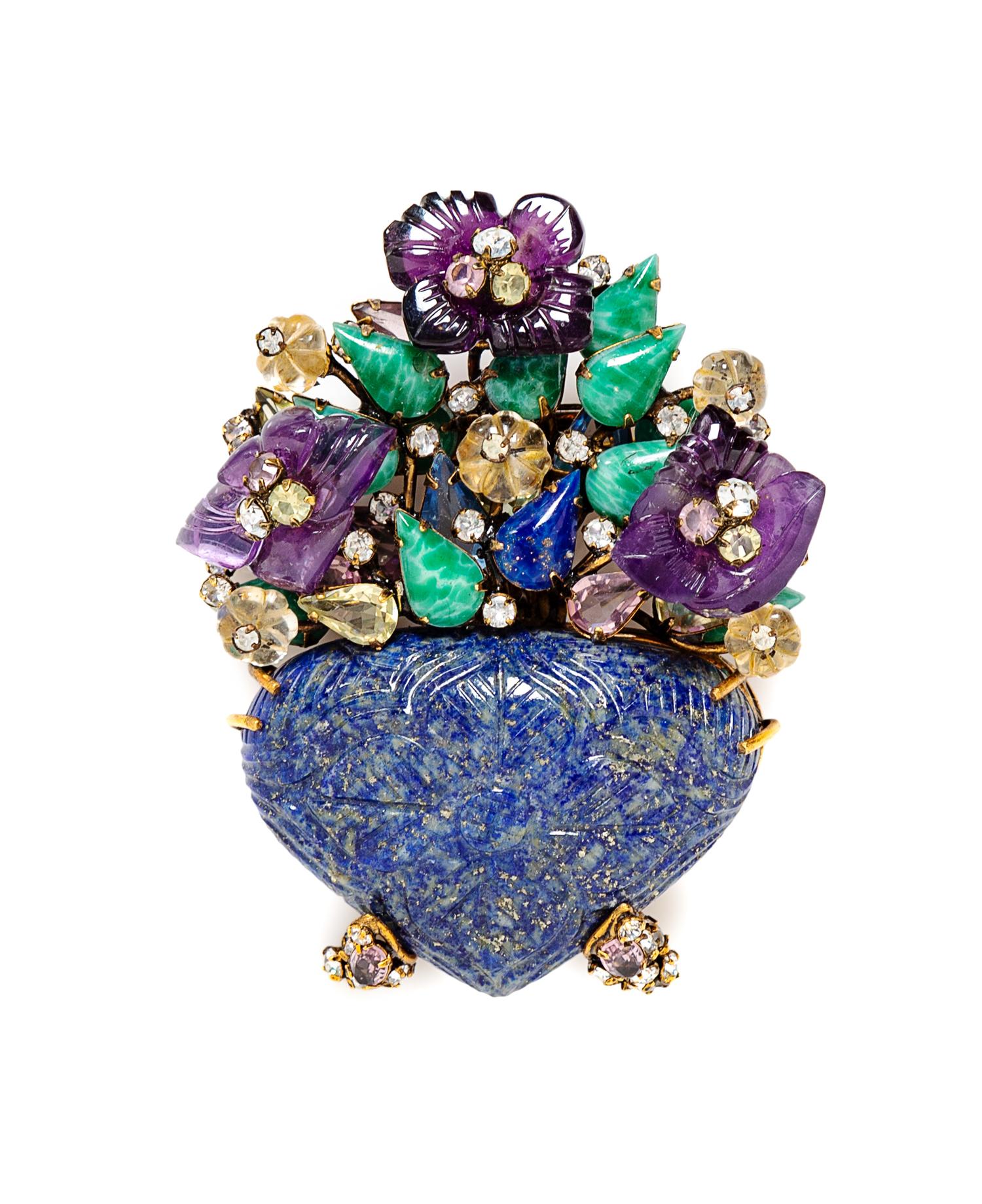 An Iradj Moini Carved Vase Brooch, 3.5" L x 2.5" W.