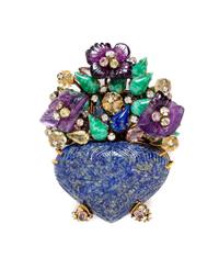 An Iradj Moini Carved Vase Brooch, 3.5" L x 2.5" W.