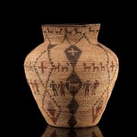 Apache Polychrome Pictorial Basketry Olla
