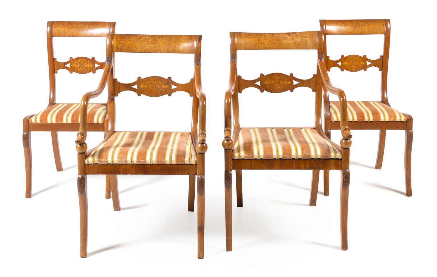 A Set of Four Continental Fruitwood Chairs Height 34 3/4 inches. — LIKELY SPANISH, 19TH CENTURY