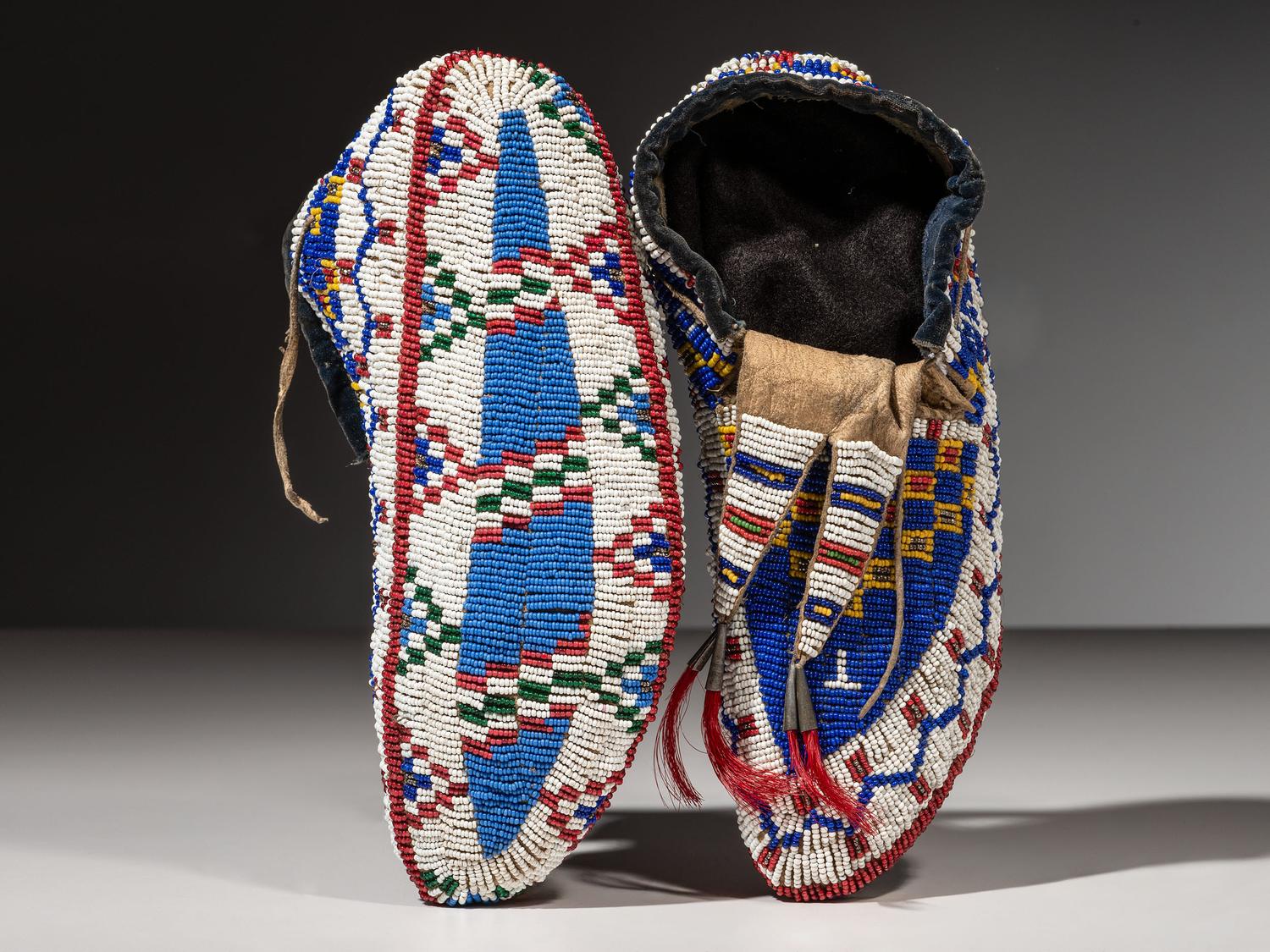 Sioux Fully Beaded Hide Moccasins