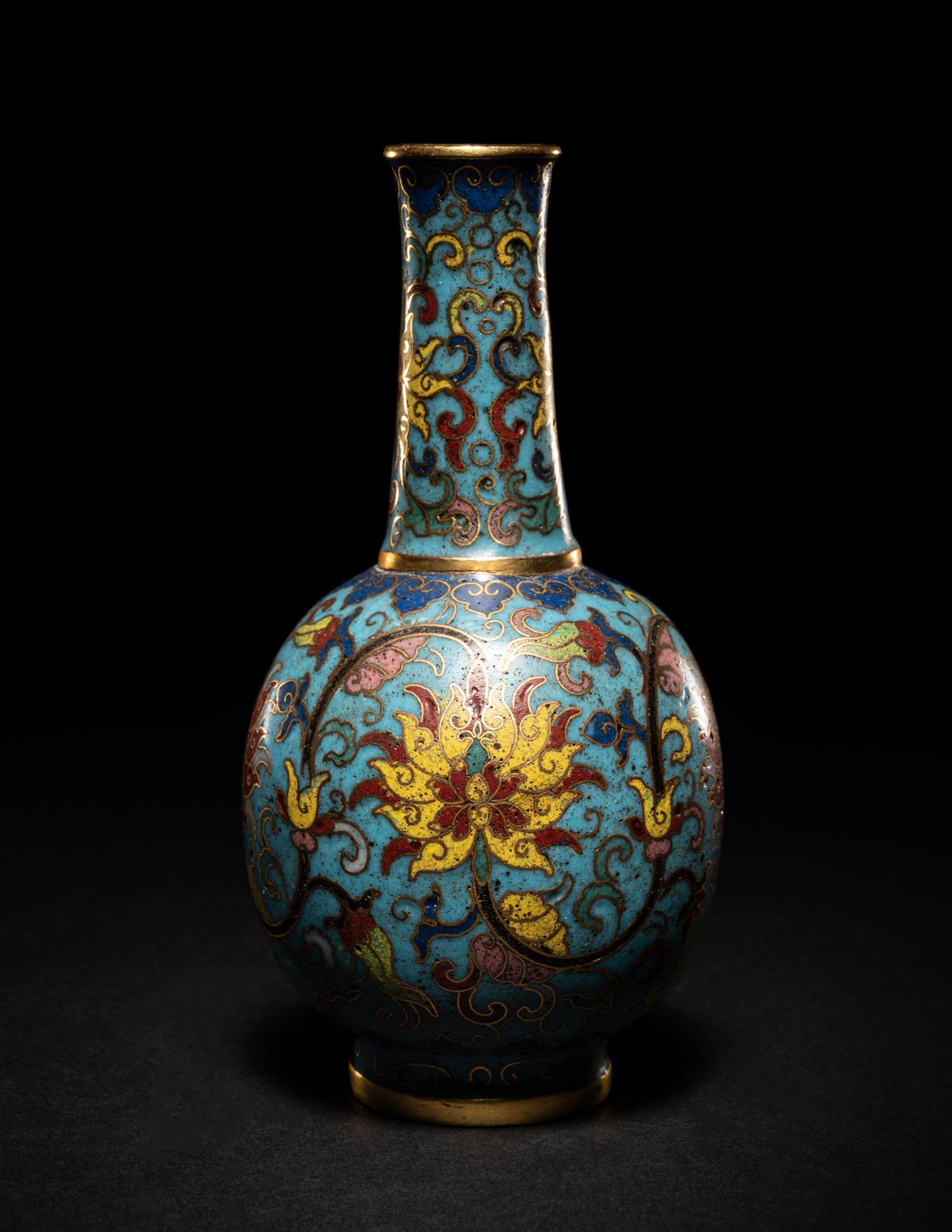 A Small Cloisonné Enamel Bottle Vase