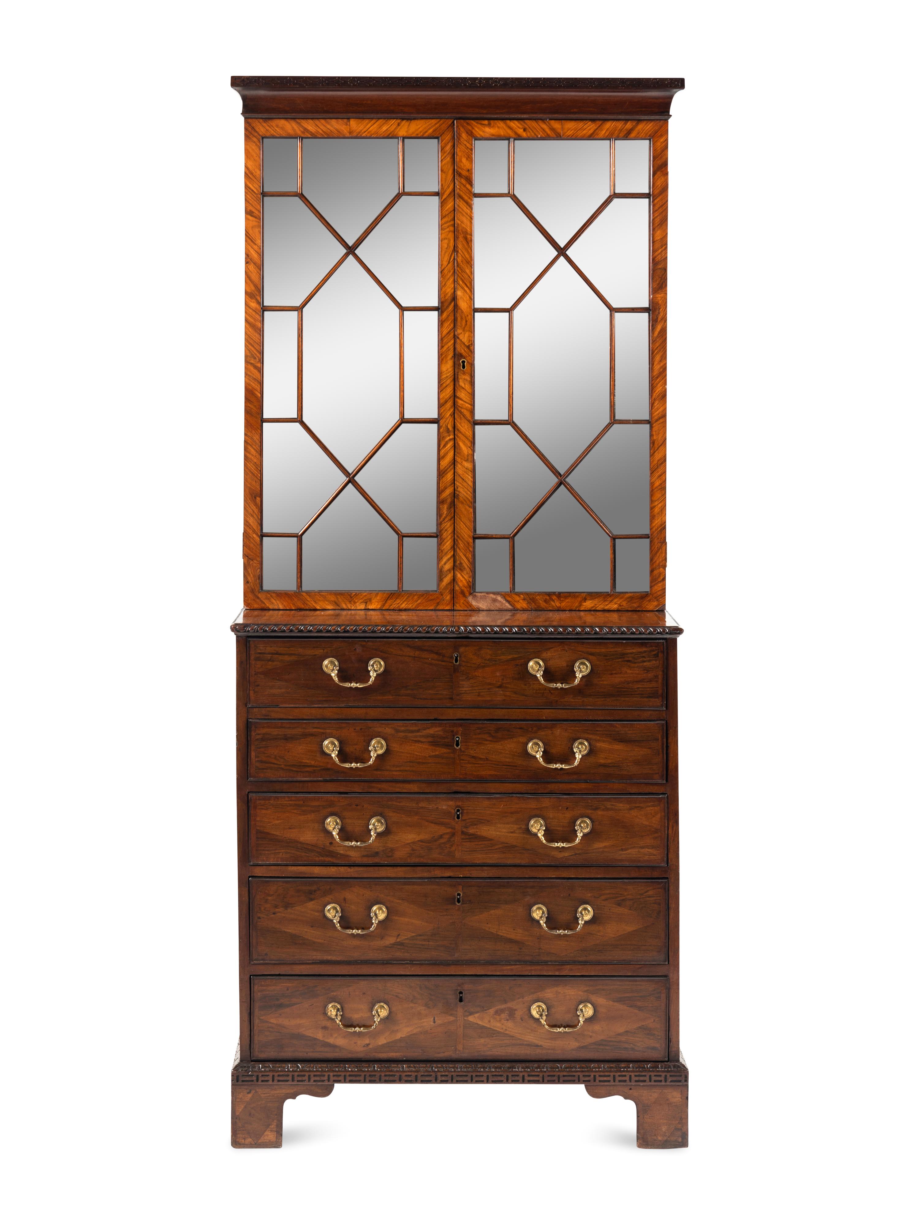 A George II Kingwood Parquetry Bureau Cabinet