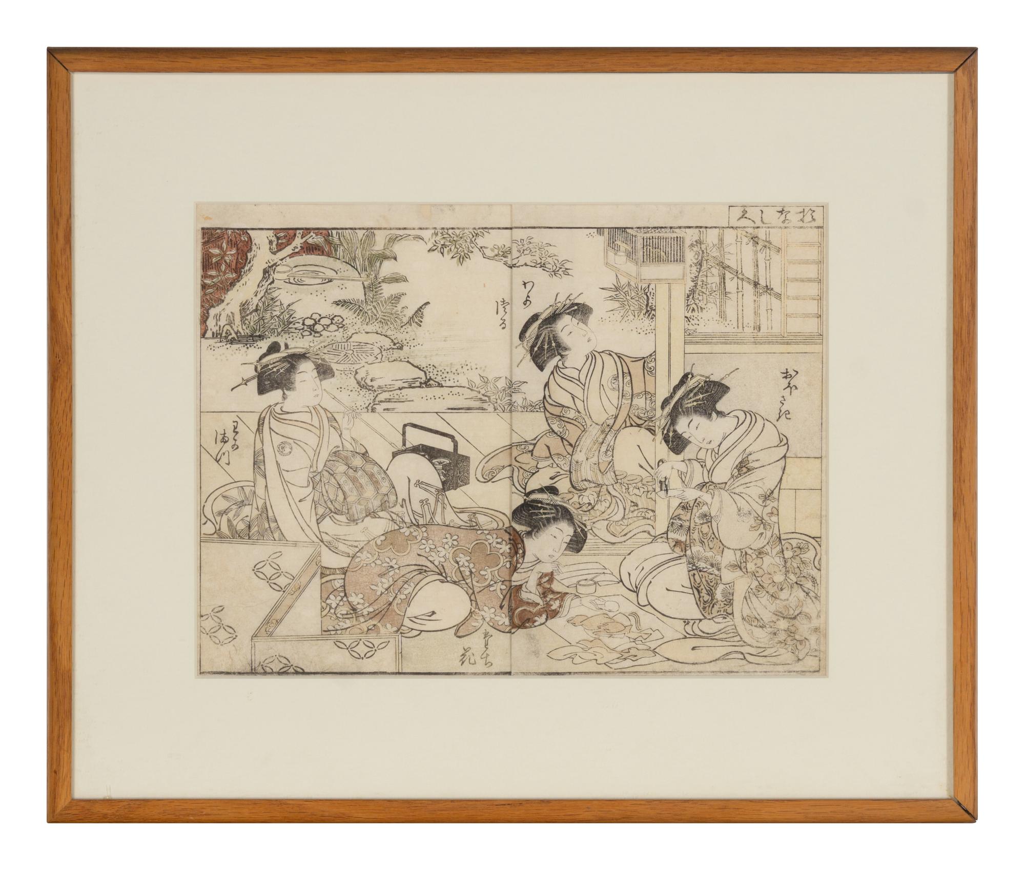 A Pair of Japanese Prints Depicting Geishas