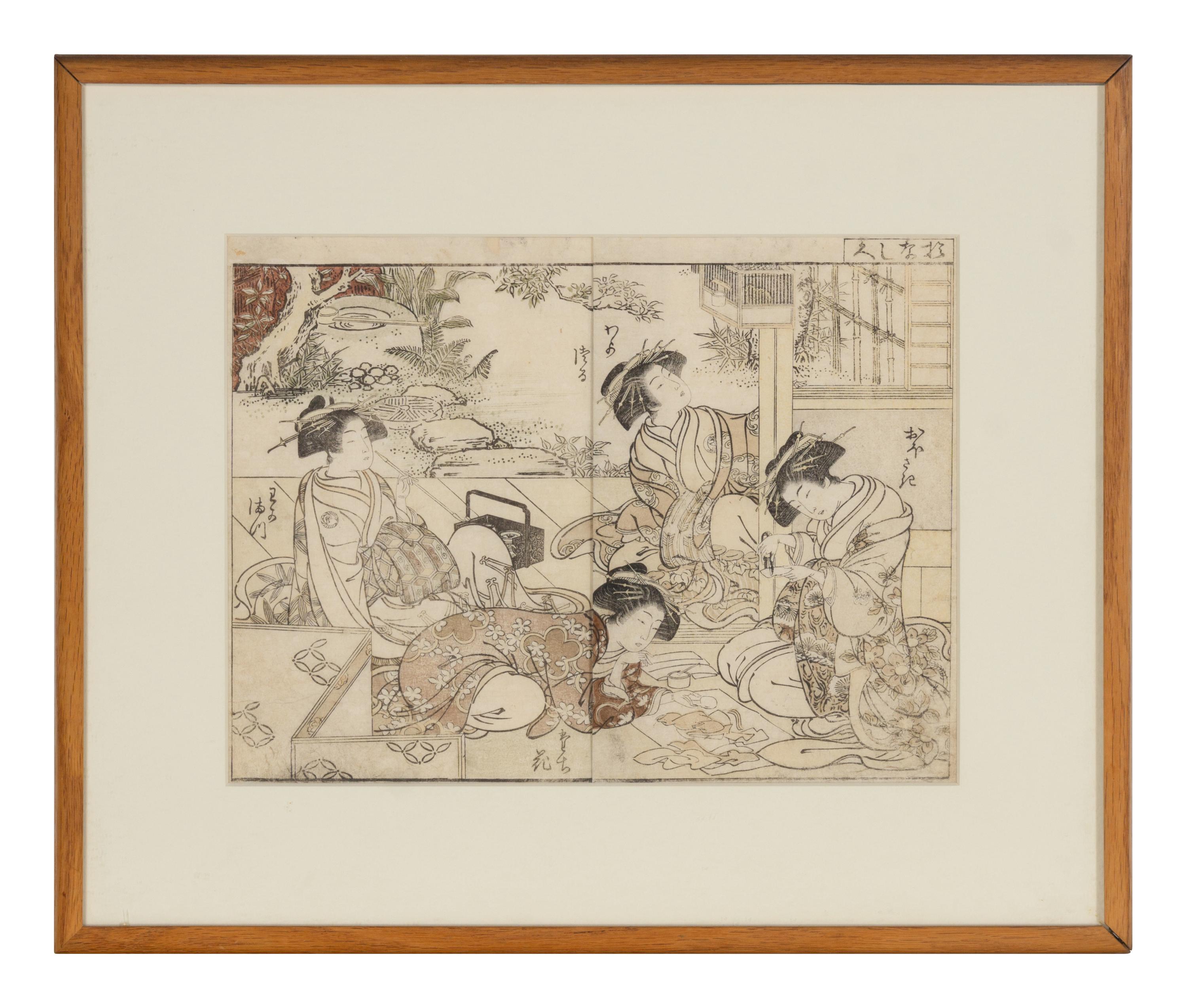 A Pair of Japanese Prints Depicting Geishas