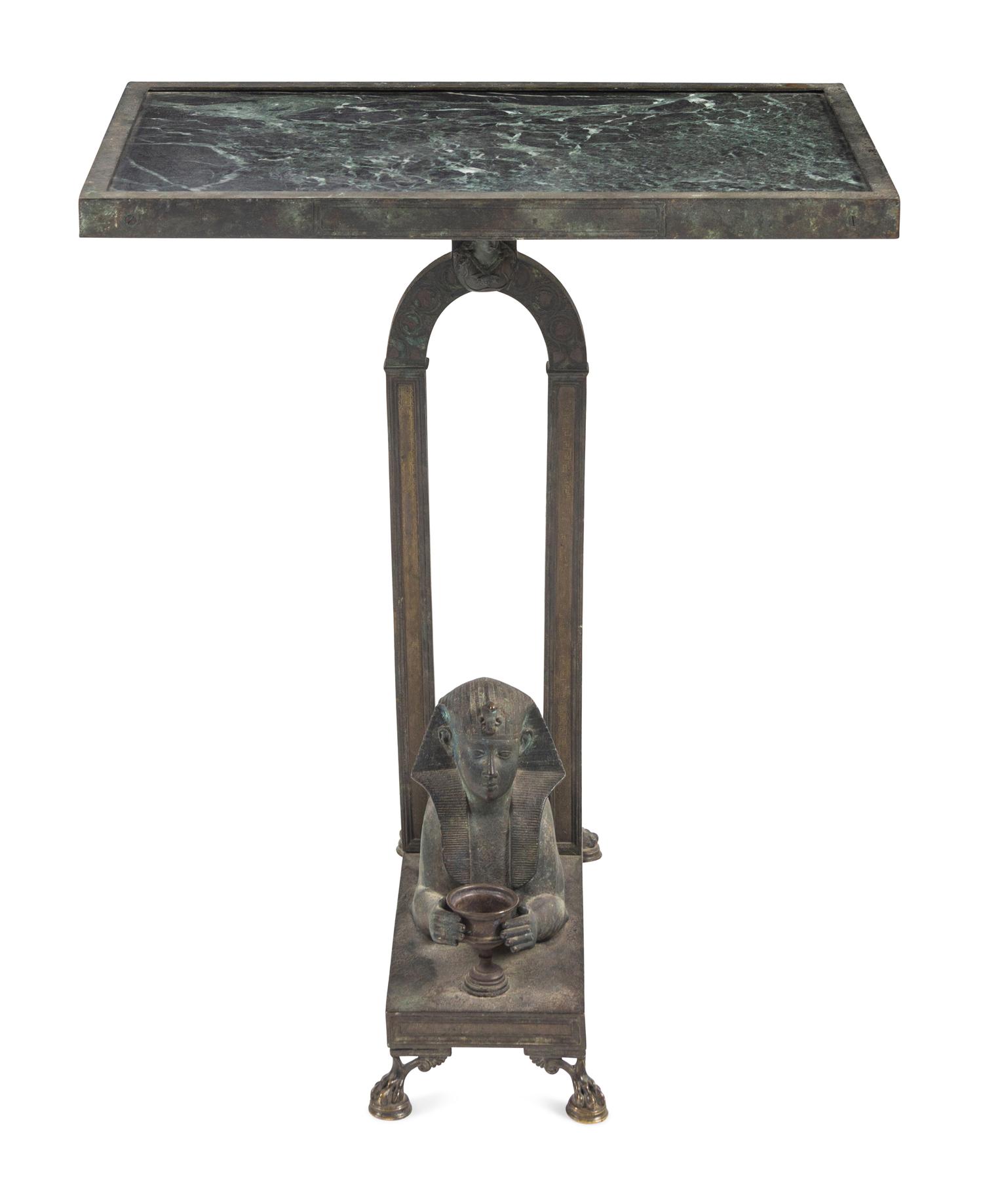 An Italian Patinated Bronze and Marble Table Attributed to Chiurazzi Foundry