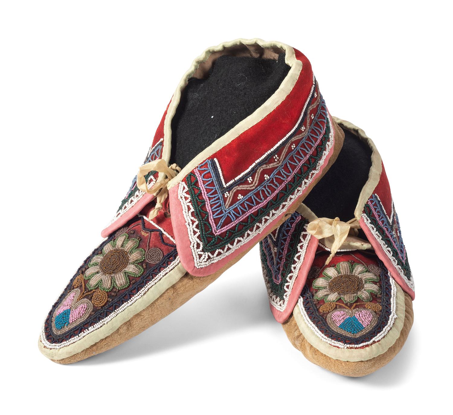 Maliseet Beaded Hide Moccasins