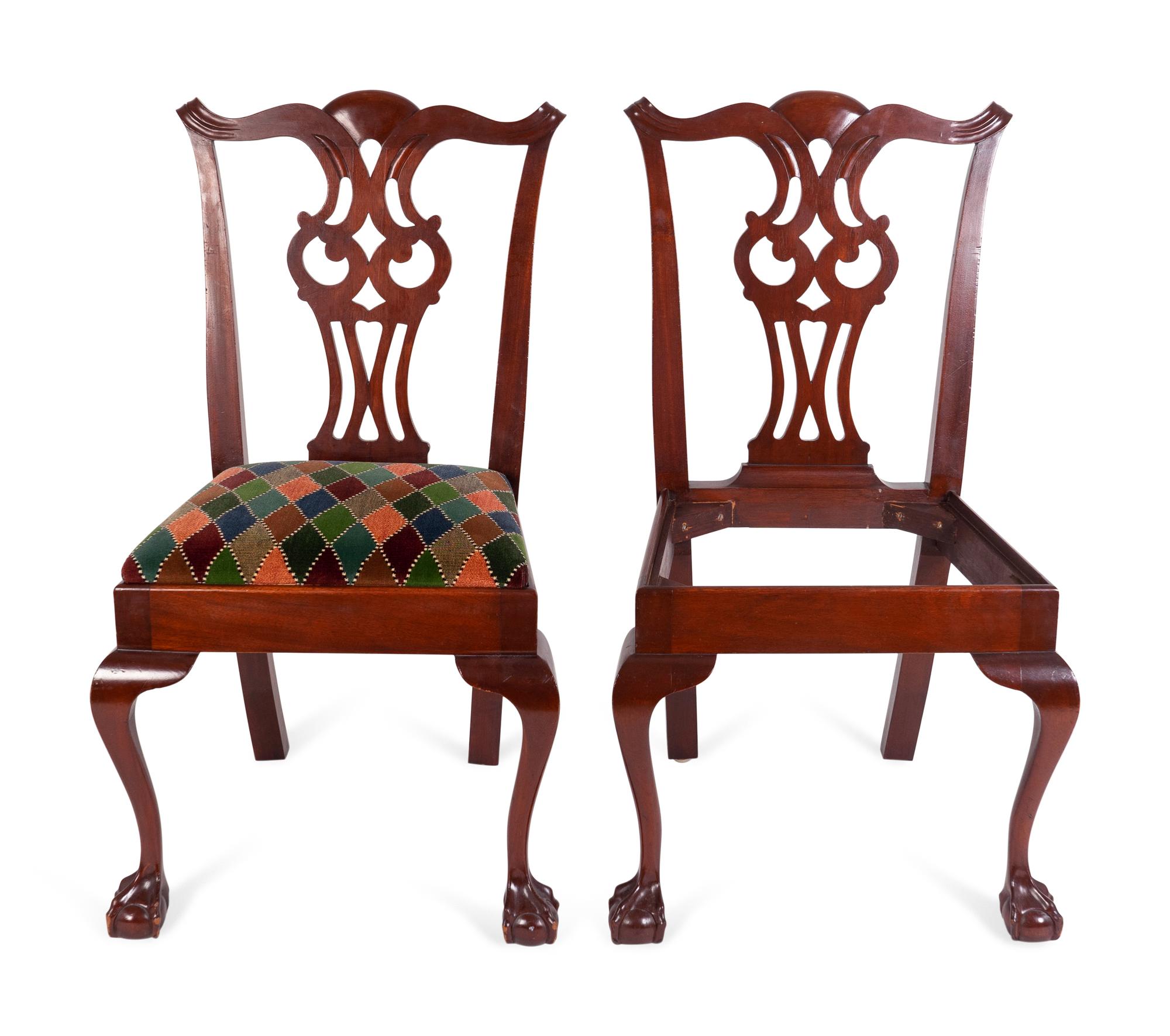 A Set of Four George II Style Mahogany Dining Chairs — 19TH CENTURY