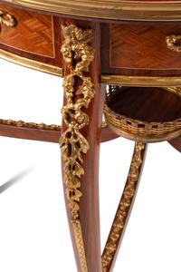A Pair of Louis XV Style Gilt Bronze Mounted Marquetry Side Tables