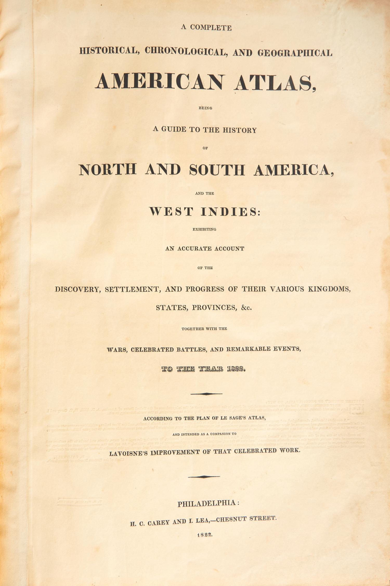 [Maps & Atlases] A Complete Historical, Chronological, and Geographical American Atlas , Being a Guide to the History of North and South America, and the West Indies...