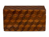 An English Tunbridge Ware Parquetry Tea Caddy