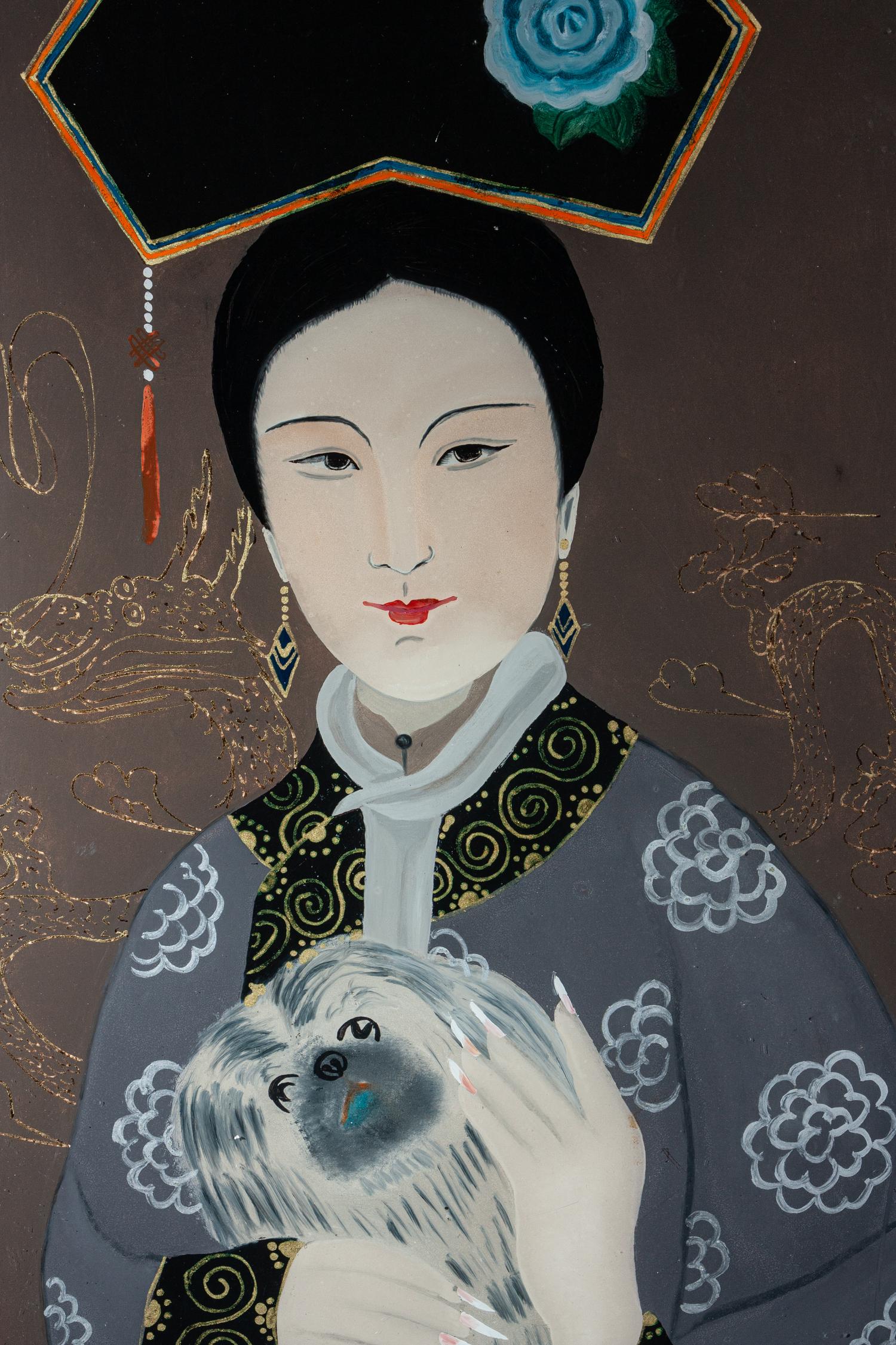 Three Chinese Reverse Glass Paintings