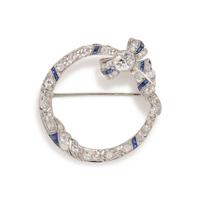 ART DECO, DIAMOND AND SAPPHIRE CIRCLE BROOCH