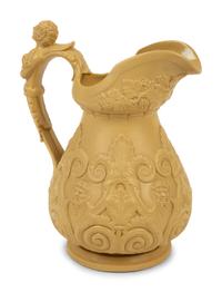 A Collection of Seven English Salt Glazed Relief Form Pitchers — 19TH/20TH CENTURY