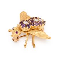 Herbert Rosenthal, Amethyst, Diamond, and Yellow Gold Bee Brooch