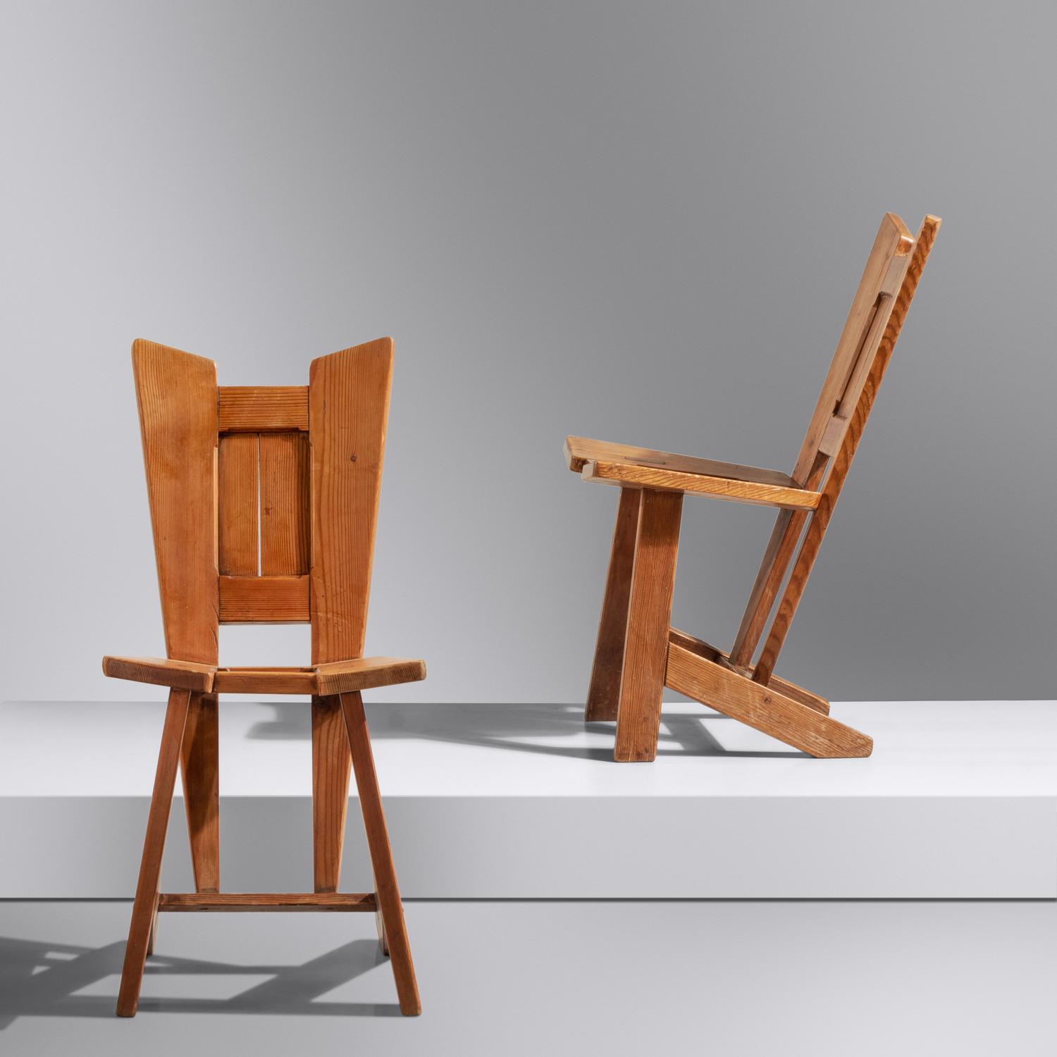 Pair of Constructivist Side Chairs, c. 1920