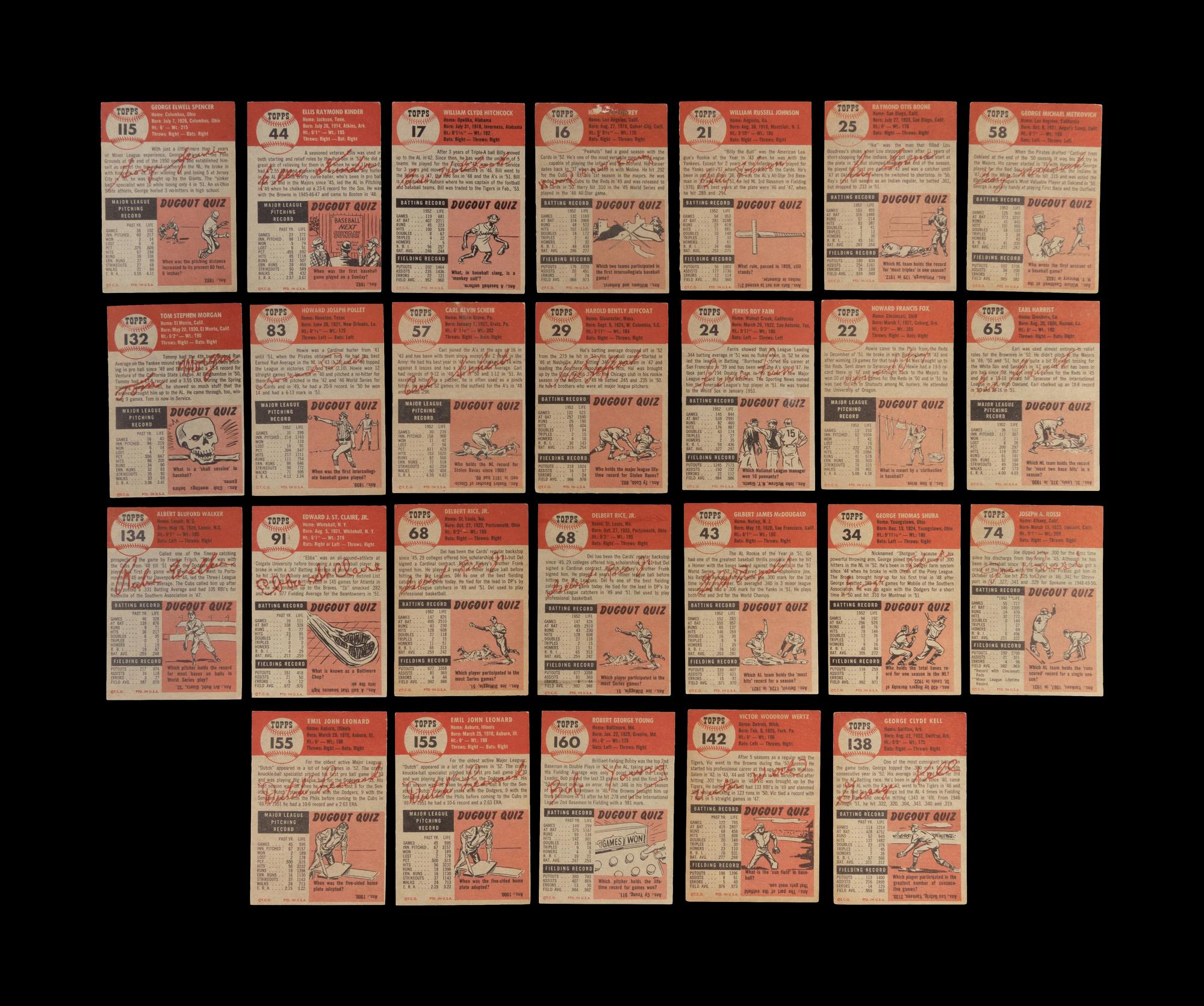 A Group of 26 1953 Topps Baseball Cards,