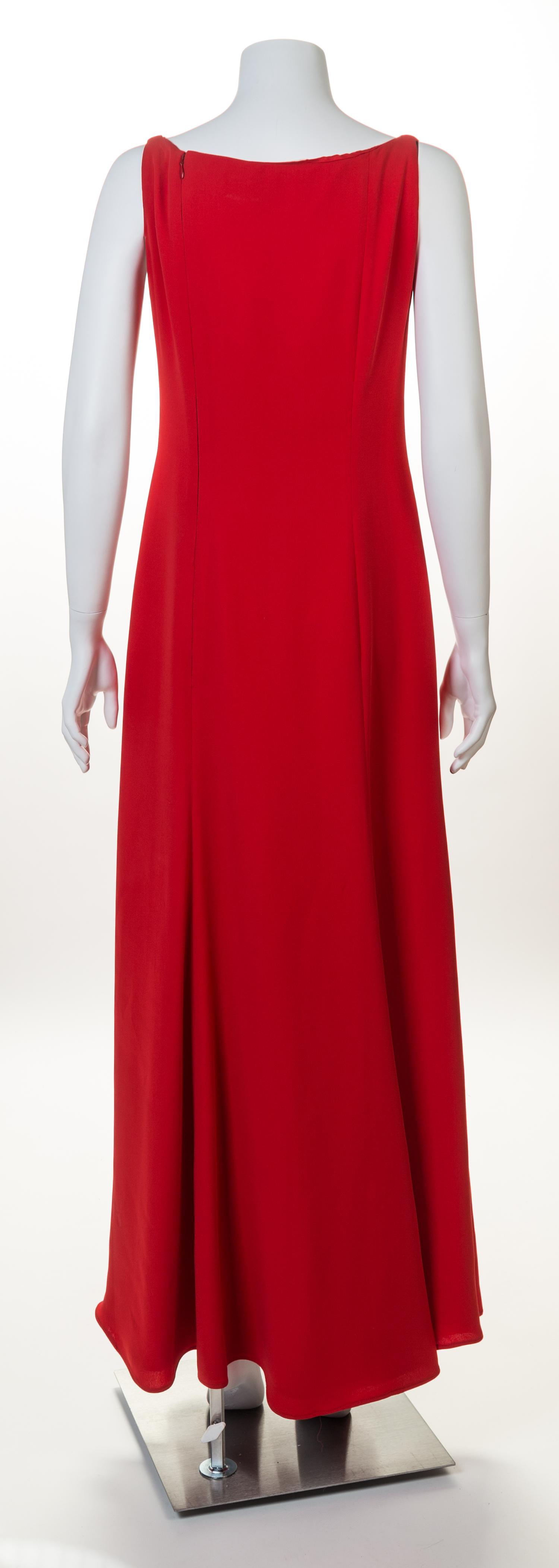 A Valentino Red Sleeveless Gown, No size.