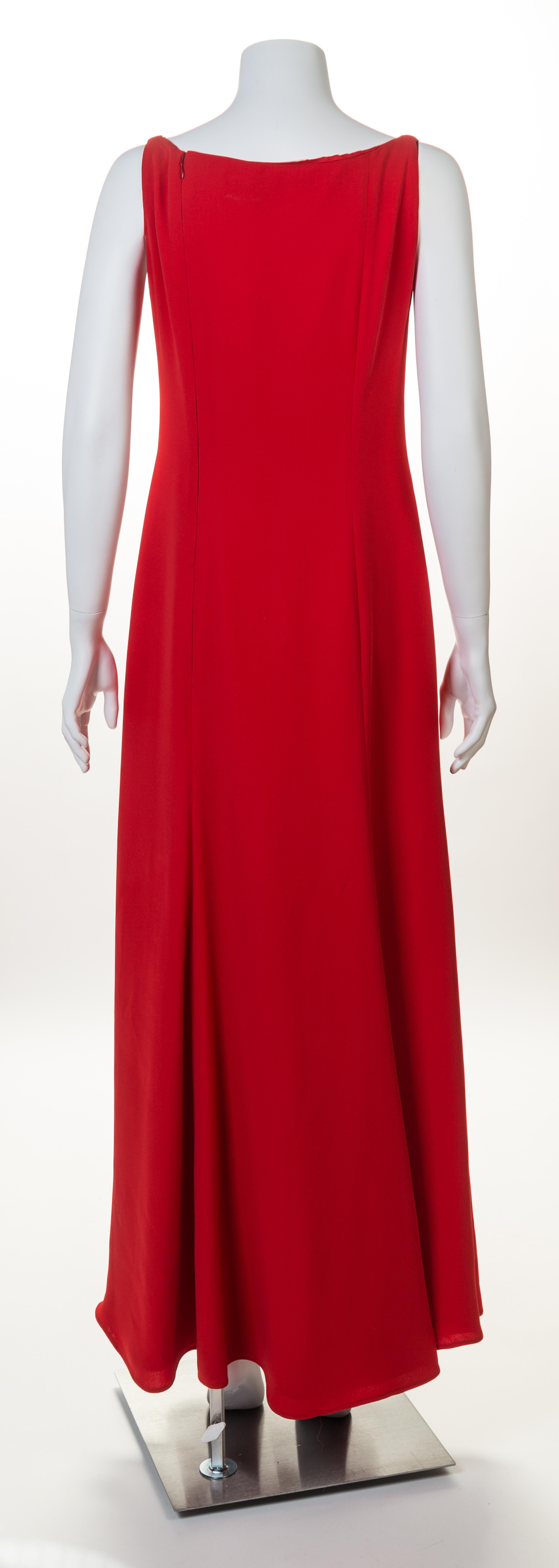 A Valentino Red Sleeveless Gown, No size.