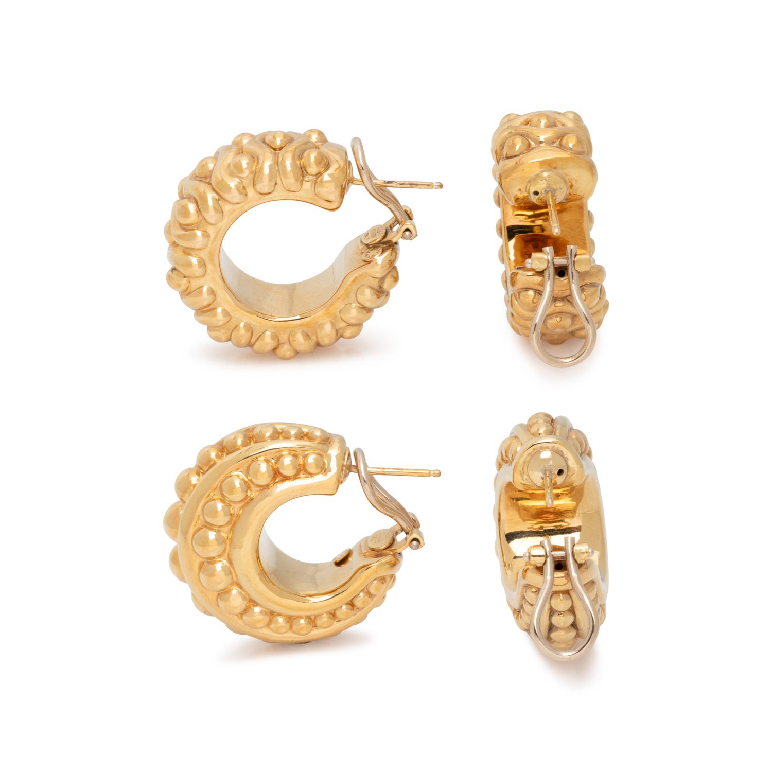COLLECTION OF YELLOW GOLD HOOP EARCLIPS