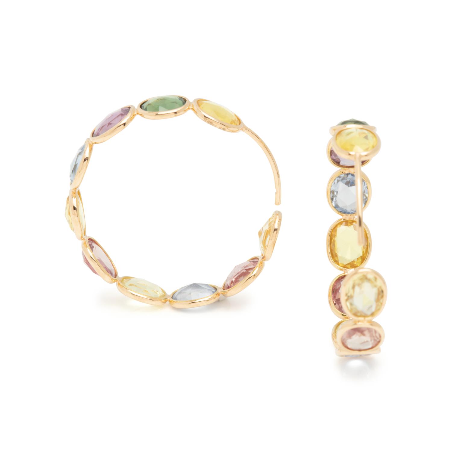 MULTICOLOR SAPPHIRE HOOP EARRINGS