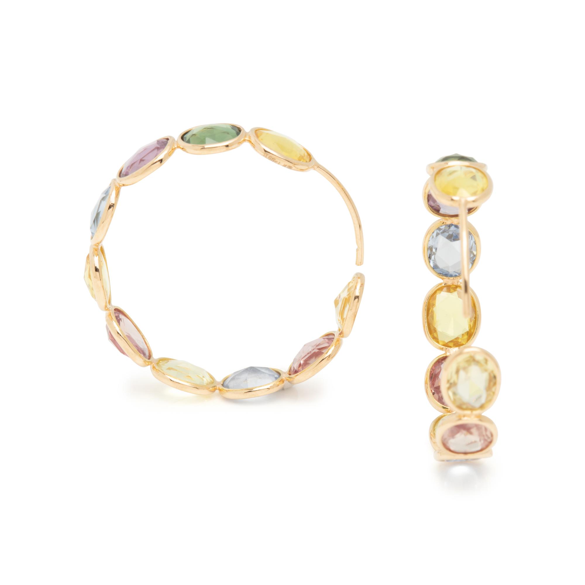MULTICOLOR SAPPHIRE HOOP EARRINGS