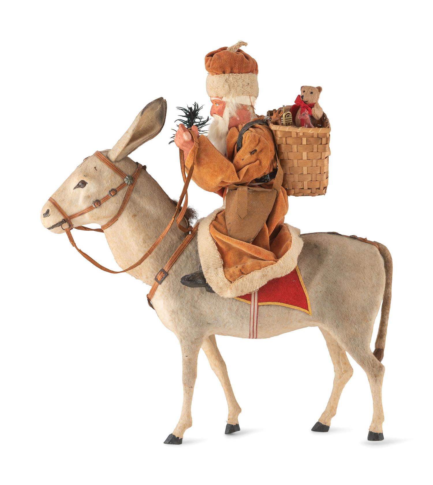 A German Papier-Mâché Santa Claus and Donkey Nodder