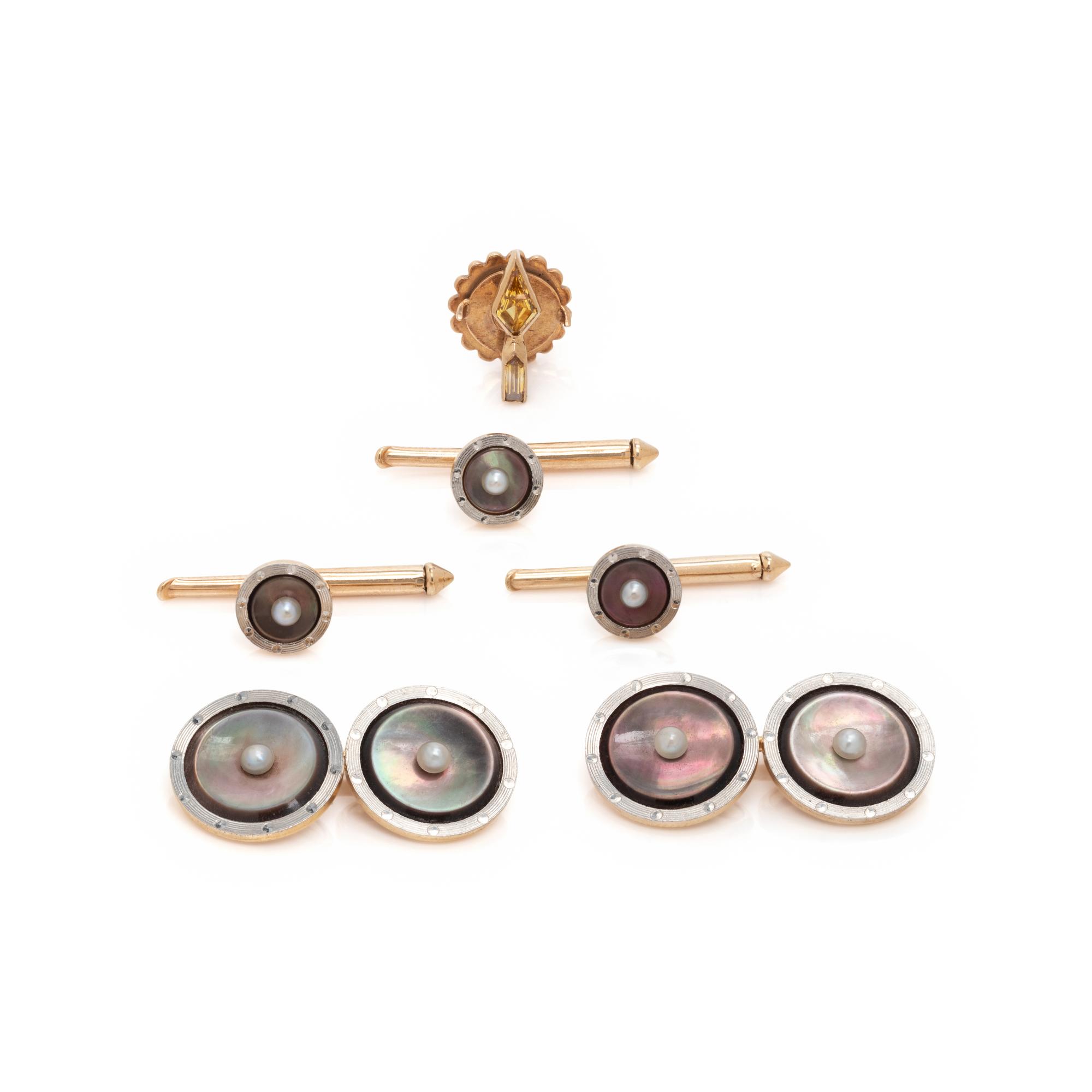 GRAY MOTHER-OF-PEARL AND PEARL DRESS SET