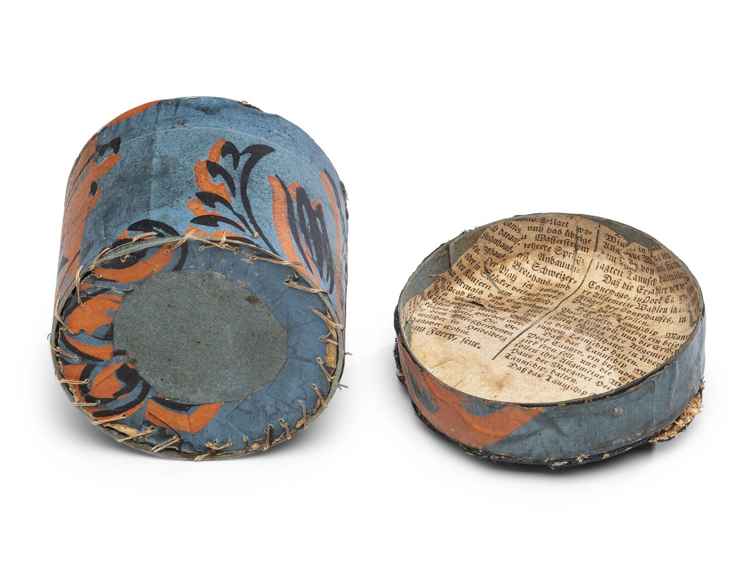A Miniature Wallpaper Box with Pincushion Cover, 19th Century