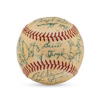 A 1955 New York Yankees Team Signed Autograph Baseball Featuring Mickey Mantle (Beckett Authentication Services Letter of Authenticity)