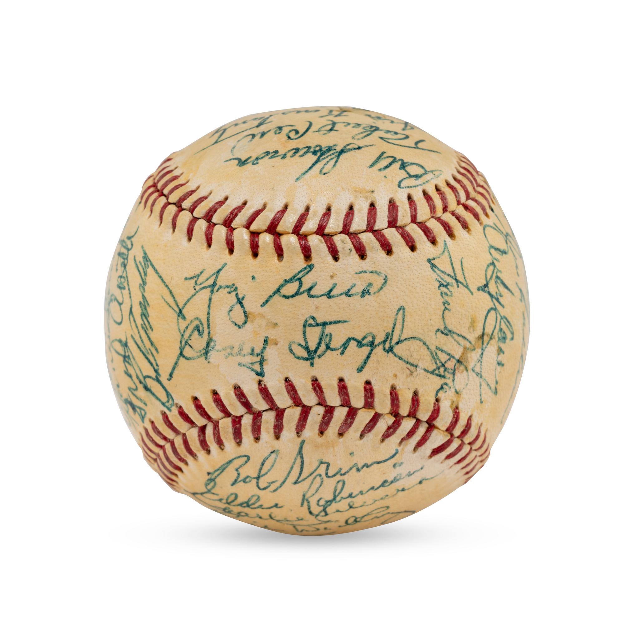 A 1955 New York Yankees Team Signed Autograph Baseball Featuring Mickey Mantle (Beckett Authentication Services Letter of Authenticity)