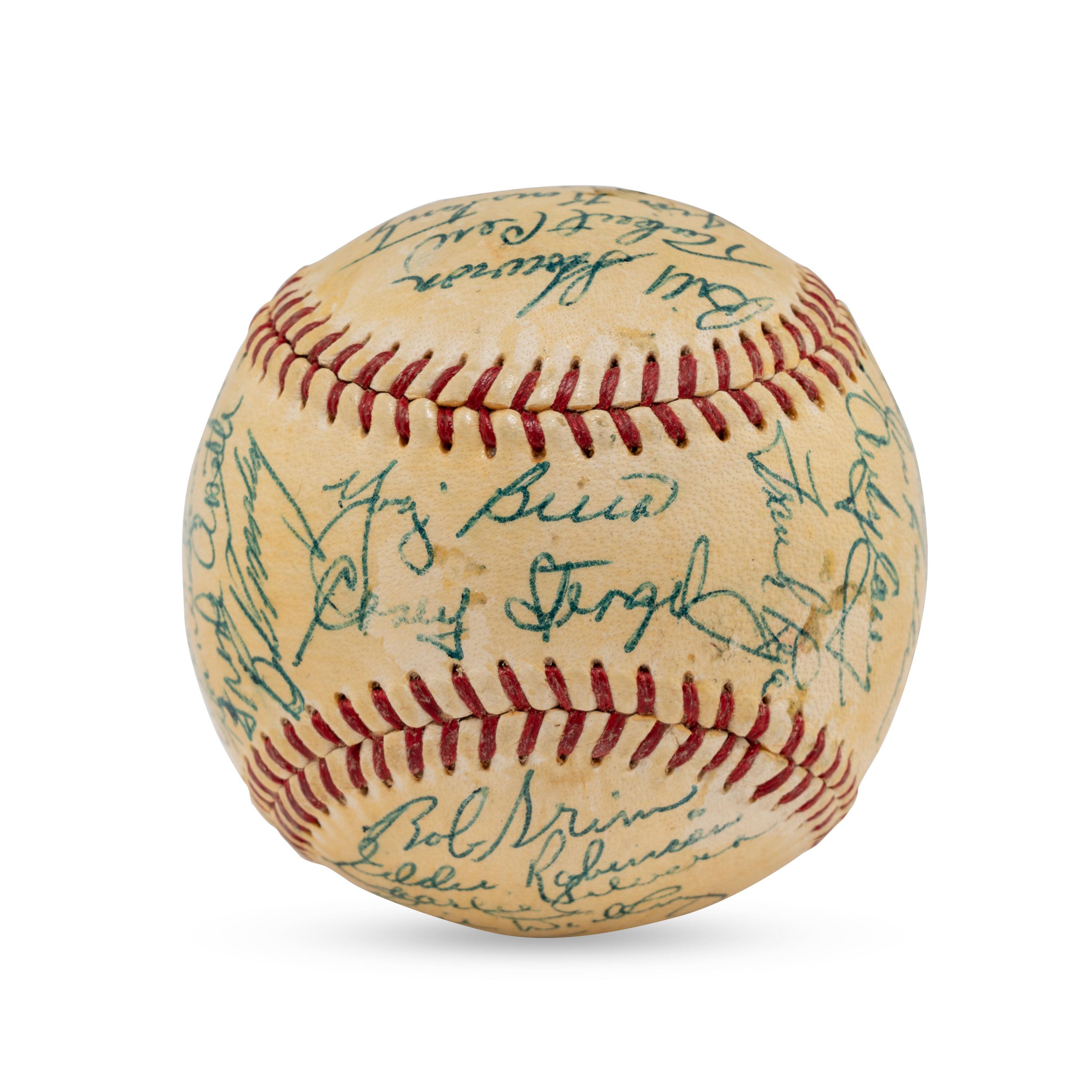 A 1955 New York Yankees Team Signed Autograph Baseball Featuring Mickey Mantle (Beckett Authentication Services Letter of Authenticity)