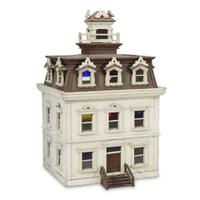 Three-story painted wood Italianate dollhouse probably Philadelphia, PA, circa 1870