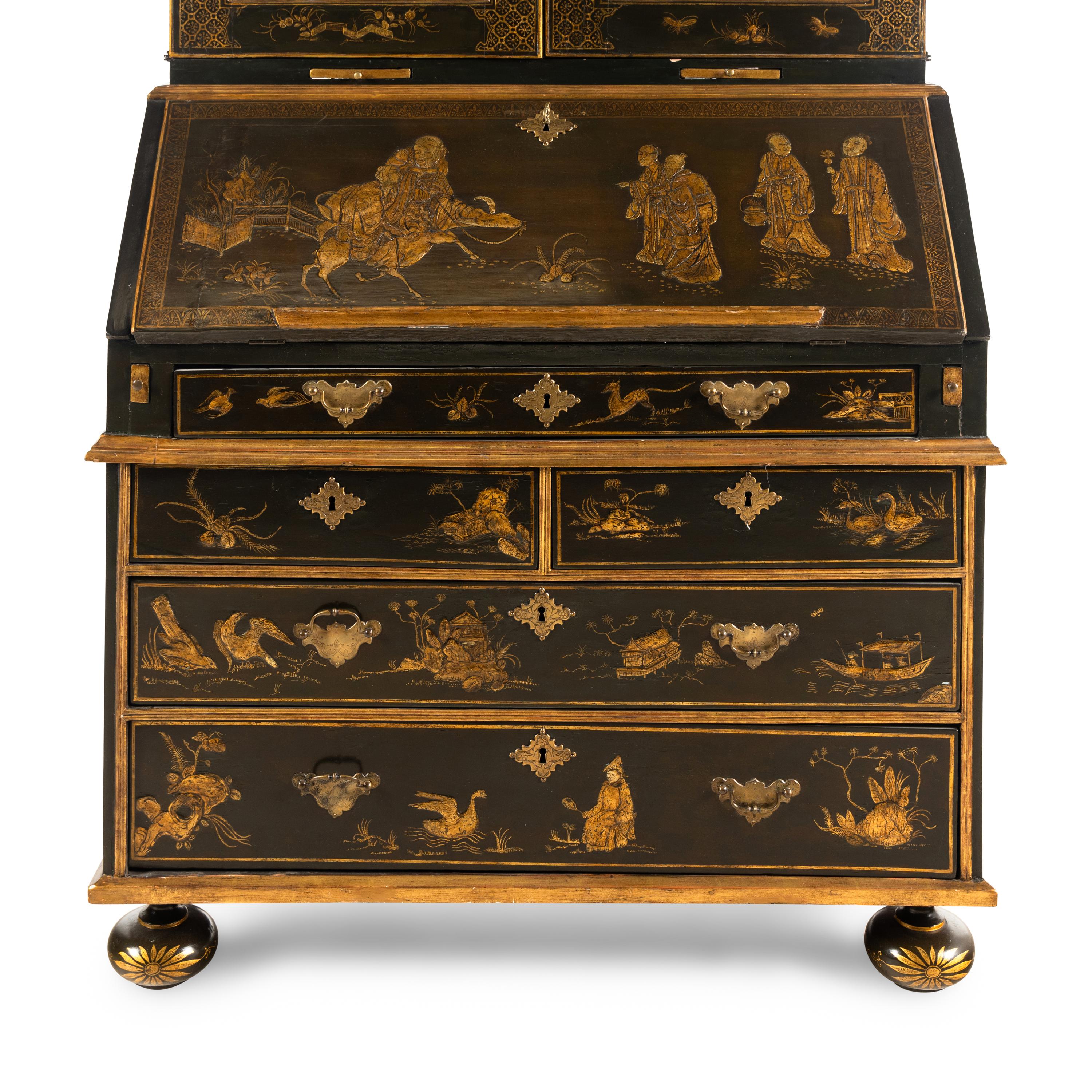 A George I Green Japanned Bureau Cabinet