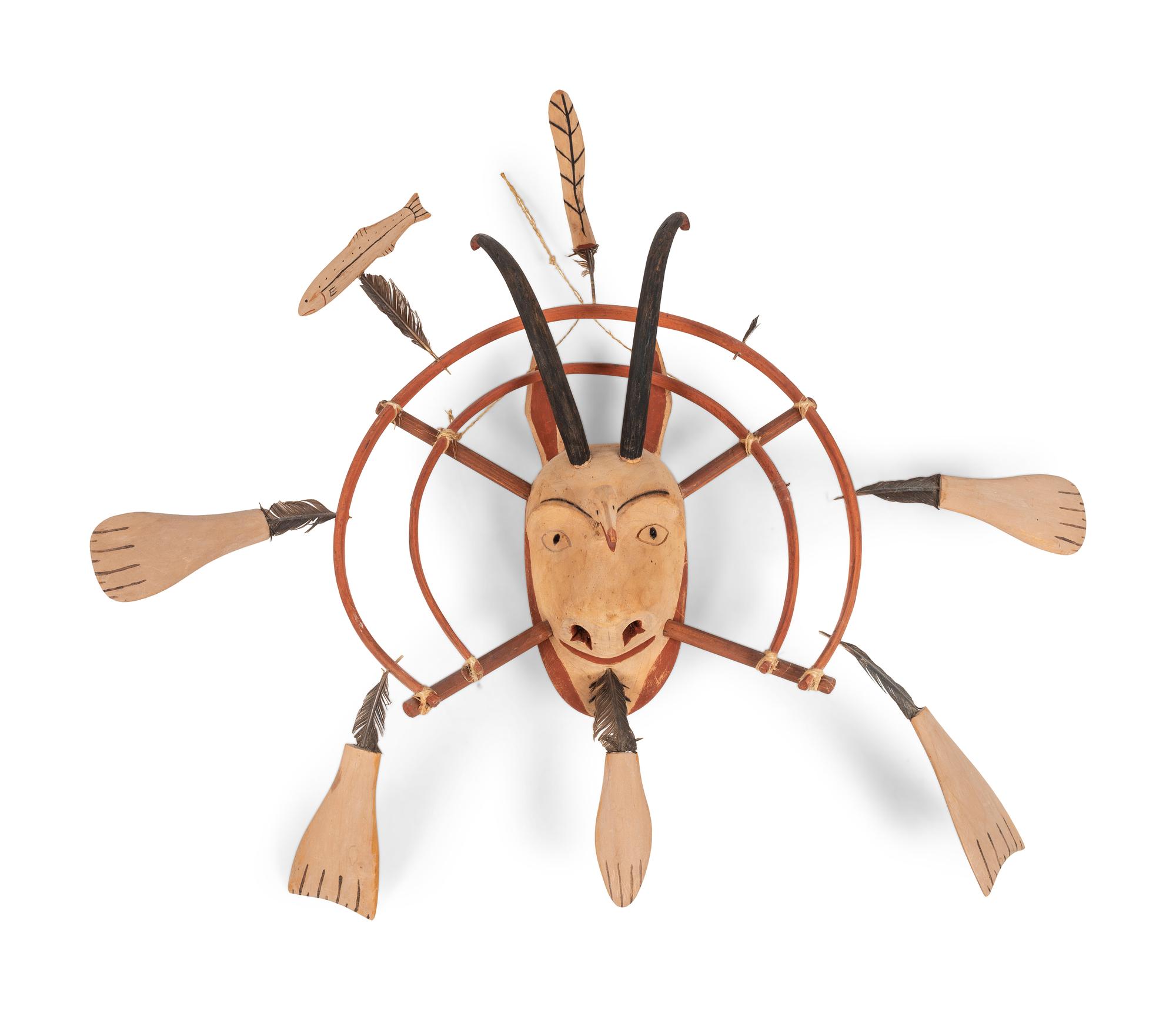 Nunivak Island Carved Wood Mask, Goat