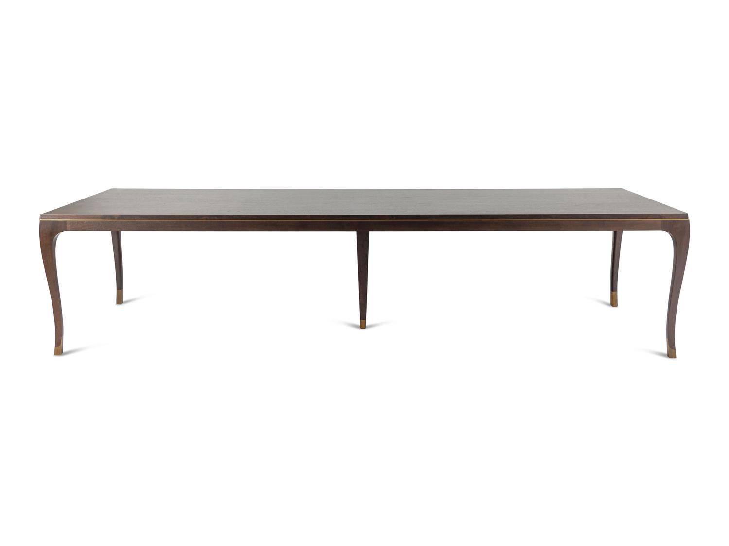 A Holly Hunt Studio Walnut and Brass Carlyle Dining Table